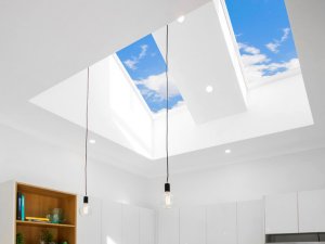 skylights in the kitchen with two lights hanging from the ceiling in melbourne